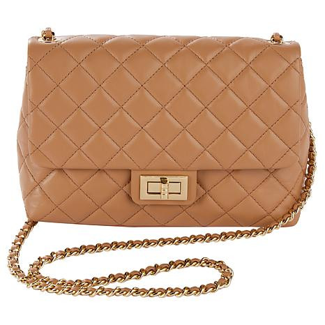 G by Giuliana Black Label Quilted Lamb Leather Crossbody | HSN