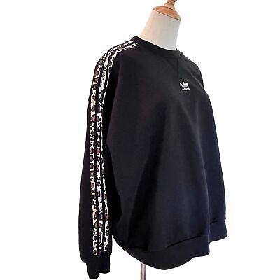 Adidas Originals Black Sweatshirt Leopard Luxe Three Stripes Medium Oversized  | eBay | eBay US