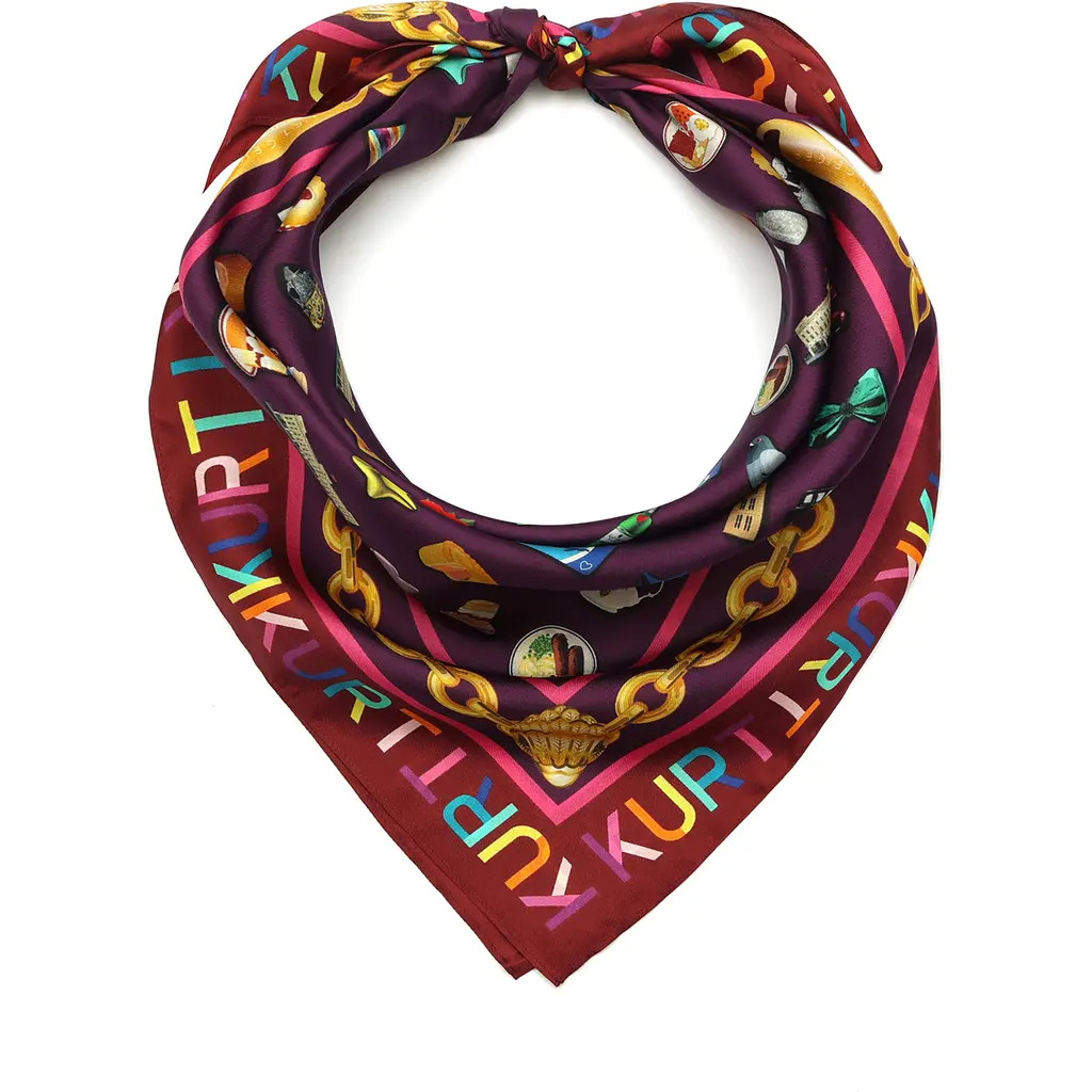 Kurt Geiger London London Icons Print Silk Square Scarf in Classic Rainbow at Nordstrom | Nordstrom