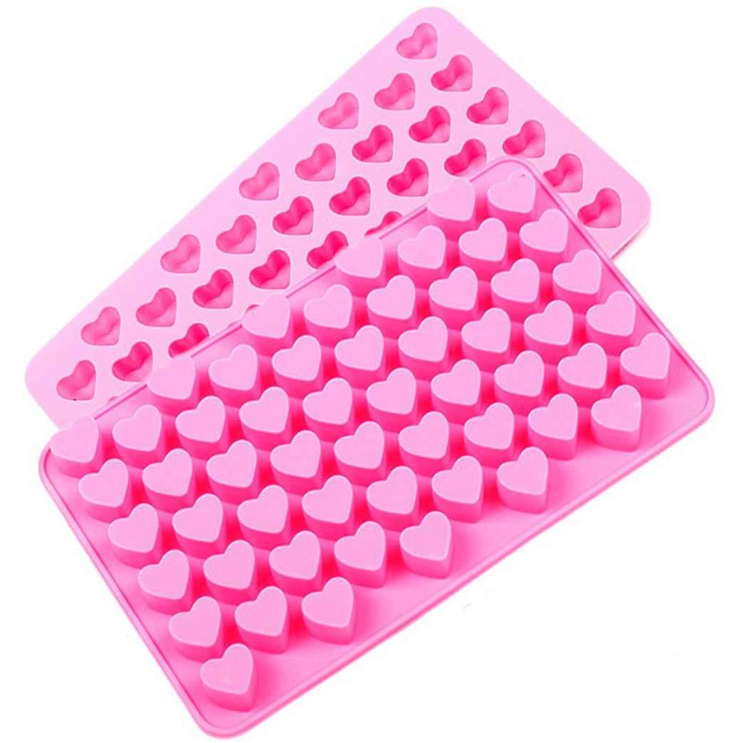 Silicone Mini Heart 55-Cavity Molds for Baking, Heart Shape Ice Cube Candy Chocolate Mold, Valent... | Amazon (US)
