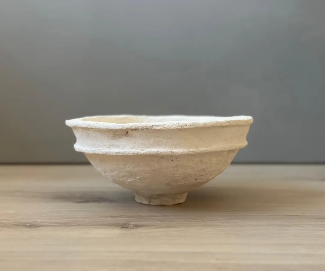 Paper Mache Bowl, Medium Vessel, Aged White Color, Textured, Unique Gift, Indian Style Bowl, Orga... | Etsy (US)