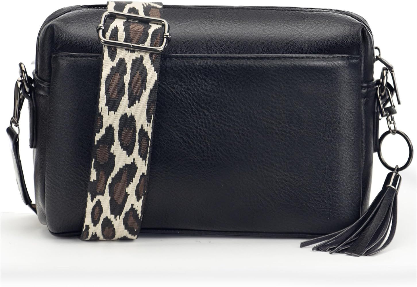 Crossbody Purse for Women Trendy PU Leather Small Camera Bag Shoulder Bag Triple Zip Wide Strap w... | Amazon (US)