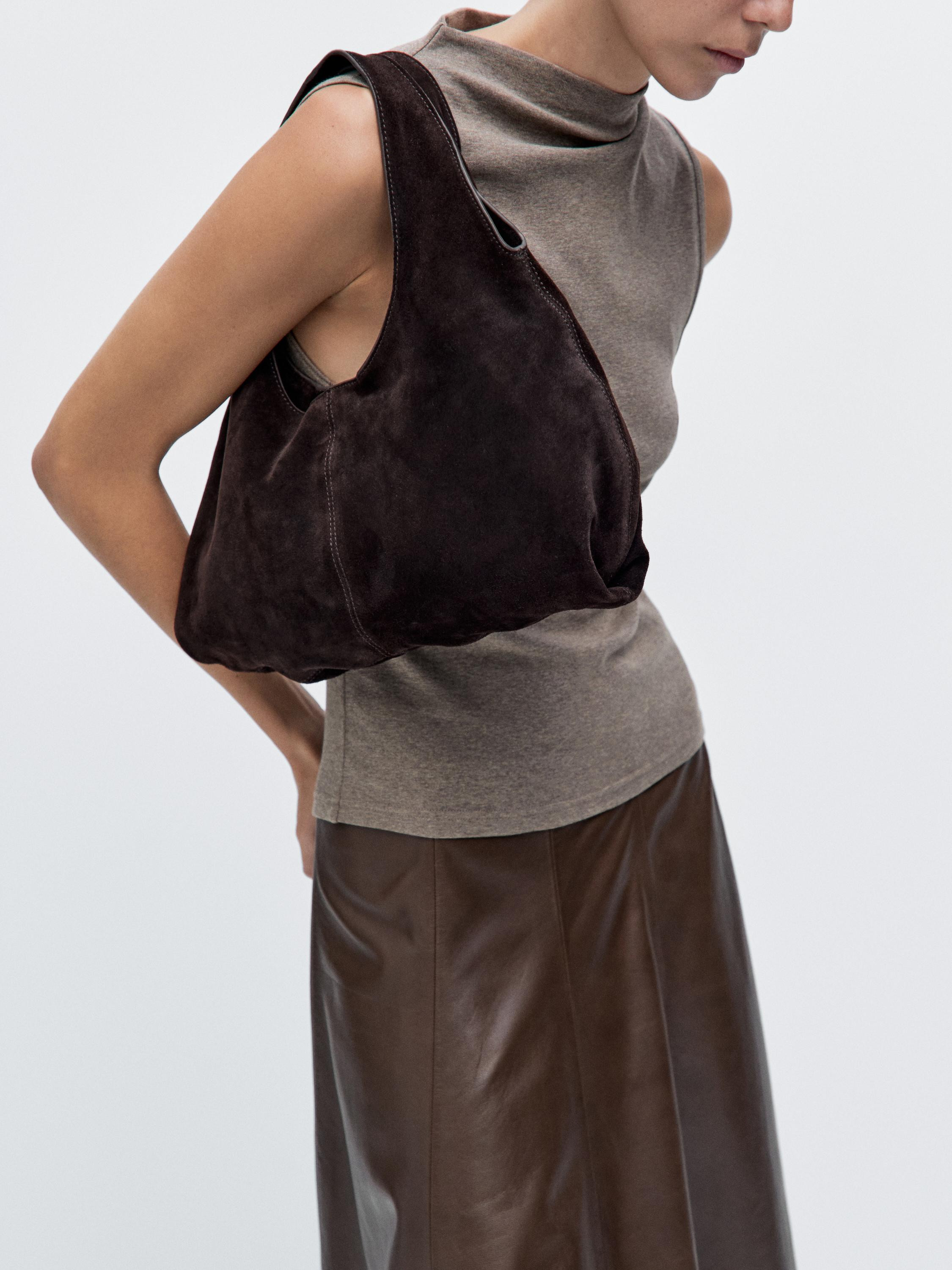 Medium split leather lady bag | Massimo Dutti UK