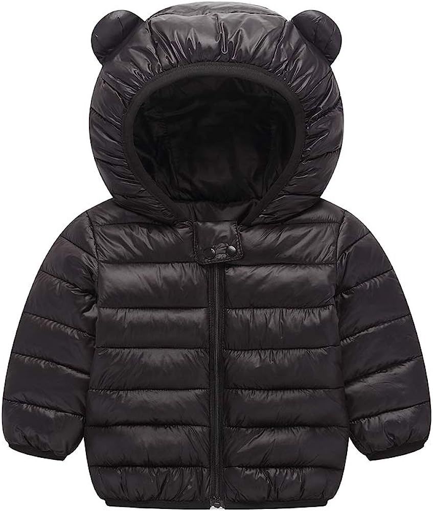 Winter Down Coats for Kids Baby Boys Girls Light Puffer Padded Jacket Bear Hoods Infant Outerwear | Amazon (US)