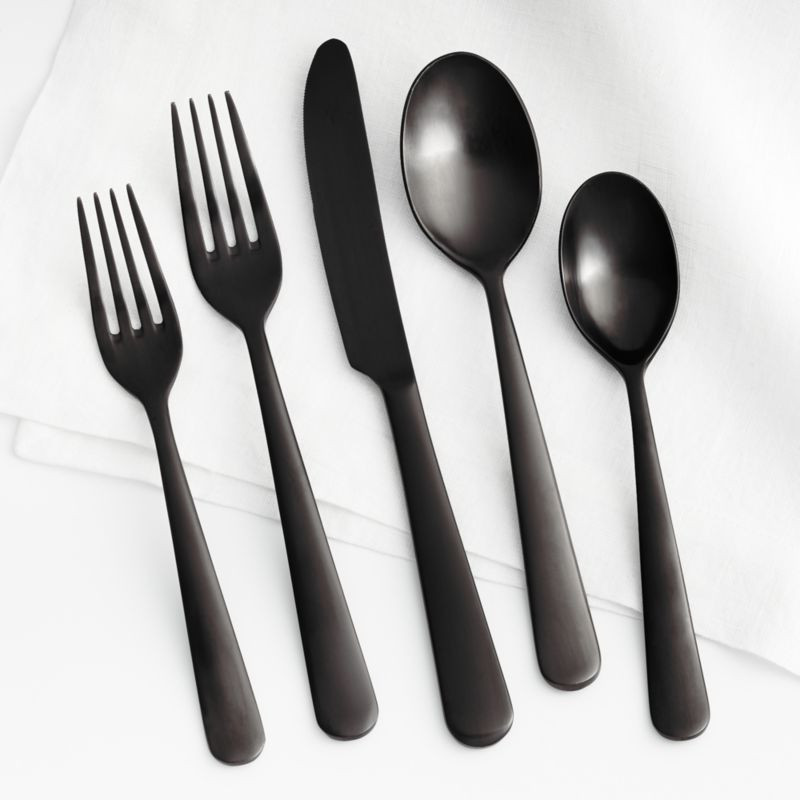 Jett 20-Piece Flatware Set: four 5-piece place settings. | Crate & Barrel