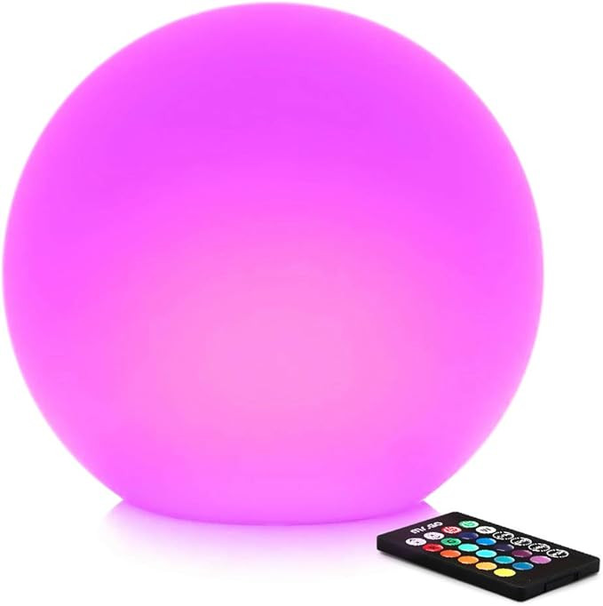 Mr.Go 12-inch Rechargeable Color-Changing LED Ball Light Globe Orb Lamp w/ Remote, Home Kids Room... | Amazon (US)