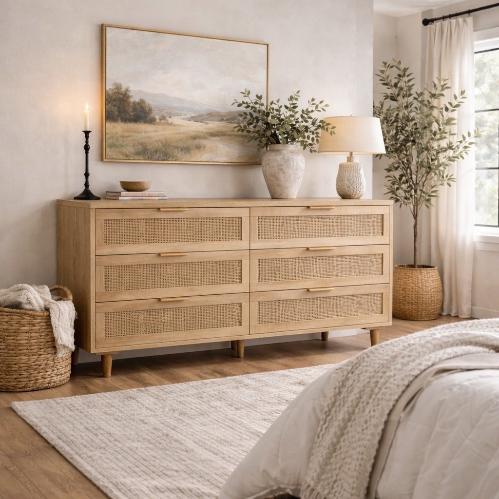 59% OFF this rattan wood dresser 😳
Tell me this doesn’t look designer.

Such a good bedroom furniture find.

#LTKSaleAlert #LTKHome