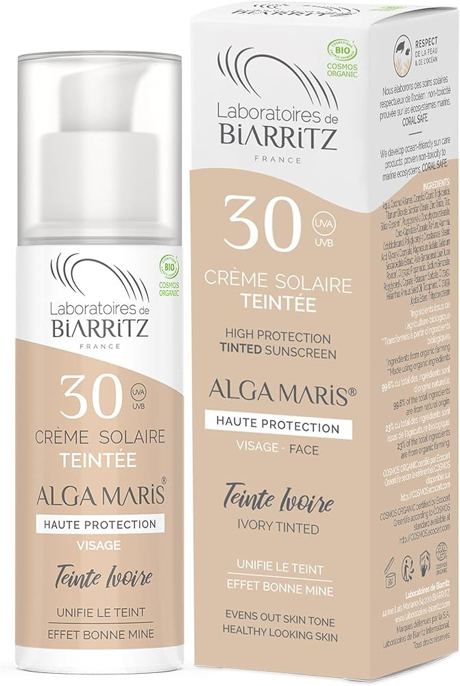 Les Laboratoires de Biarritz - Alga Maris - Organic Certified Toned Sun Cream Face SPF 30 - Ivory | Amazon (DE)