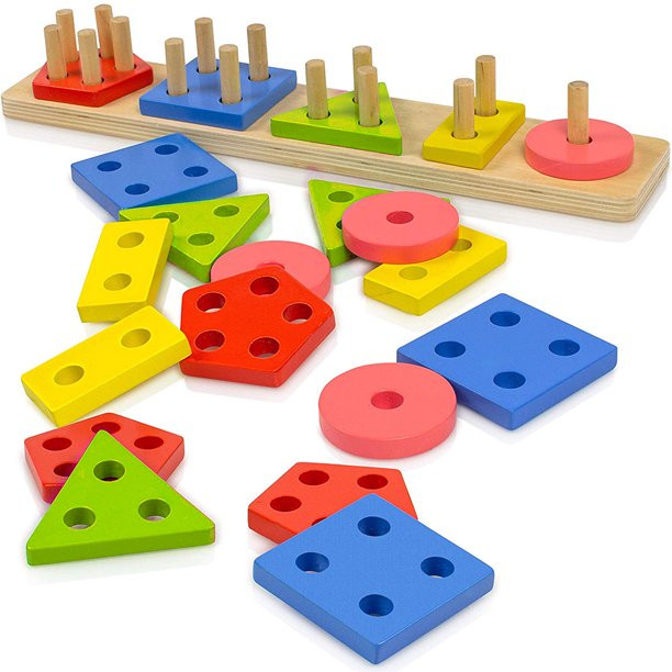 Wooden Educational Preschool Toddler Toys for 1 2 3 4 5 Year Old Boys Girls Shape Color Recogniti... | Walmart (US)