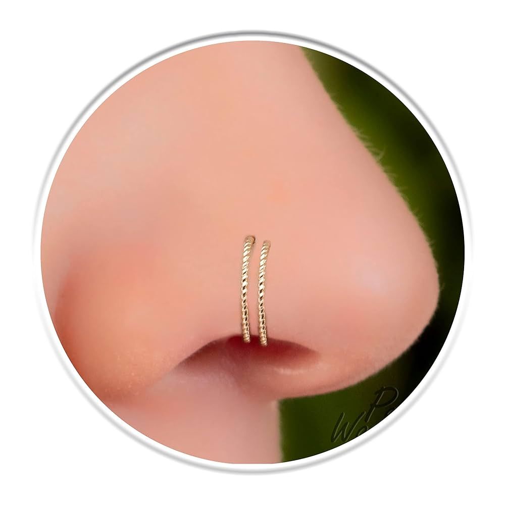 Spiral Nose Ring 20 Gauge - Twisted Handmade Double Nose Hoop - 8mm Diameter 0.3 Inches Body Jewe... | Amazon (US)