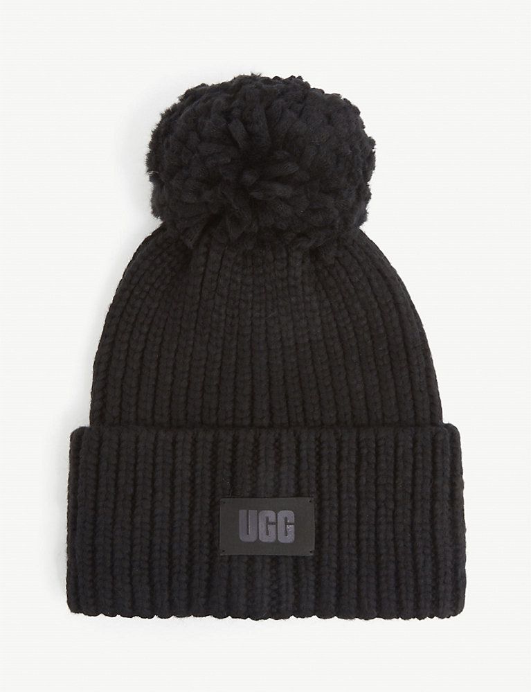 Logo-patch knitted beanie hat | Selfridges