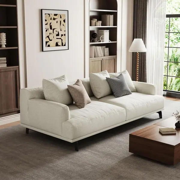 Modern Gray Cotton Upholstered Sofa for Living Room - Bed Bath & Beyond - 39904917 | Bed Bath & Beyond
