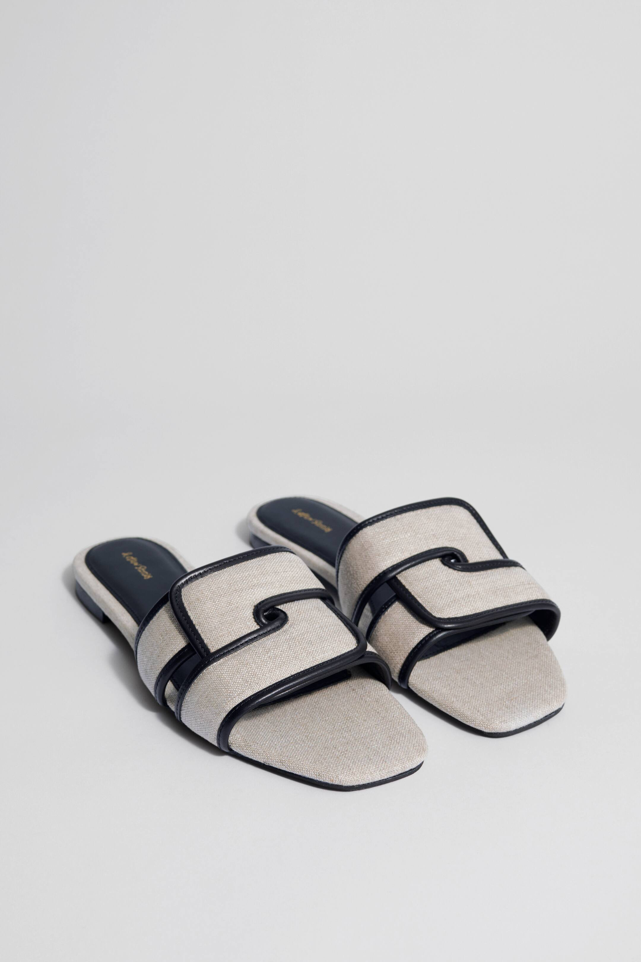 Leather Slides - No heel - Linen - Ladies | H&M GB | H&M (UK, MY, IN, SG, PH, TW, HK)