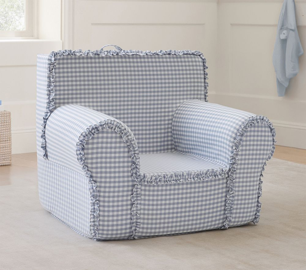 Kids Anywhere Chair®, Chambray Blue Ruffle Gingham | Pottery Barn Kids