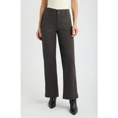 Wit & Wisdom Emma Patch Pocket High Waist Wide Leg Pants in Carbon Blue at Nordstrom, Size 0 | Nordstrom