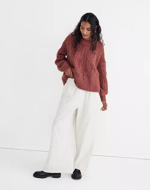 Pointelle Cayden Balloon-Sleeve Sweater | Madewell