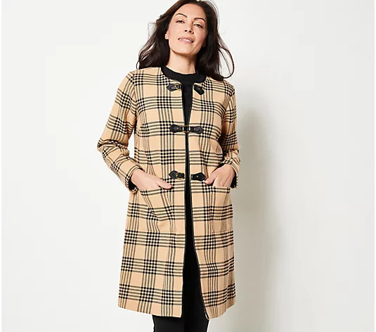 Girl With Curves Novelty Plaid Coat - QVC.com | QVC