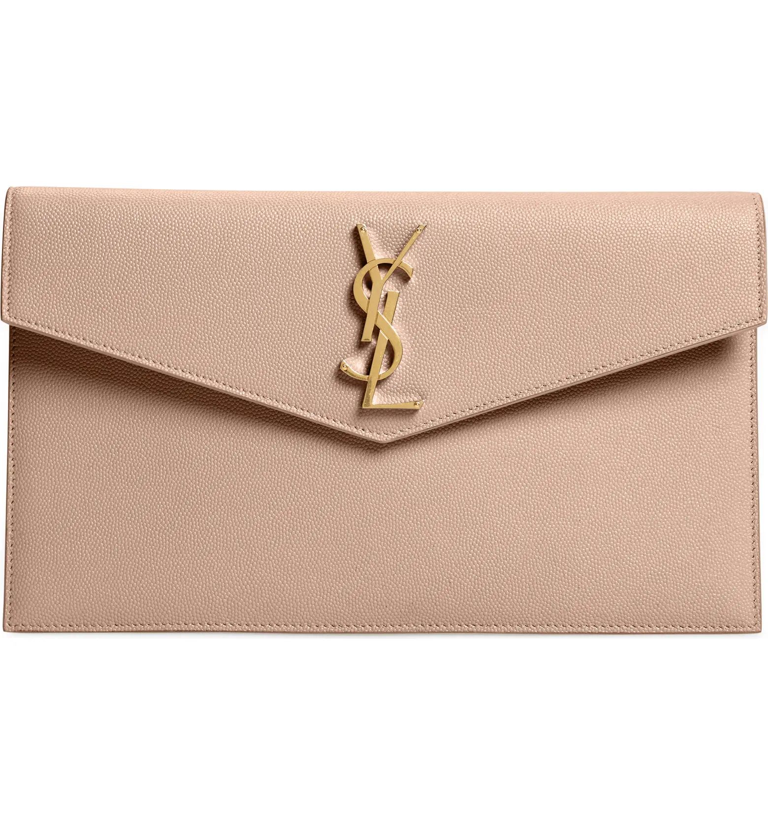 Saint Laurent Uptown Calfskin Leather Envelope Clutch | Nordstrom | Nordstrom