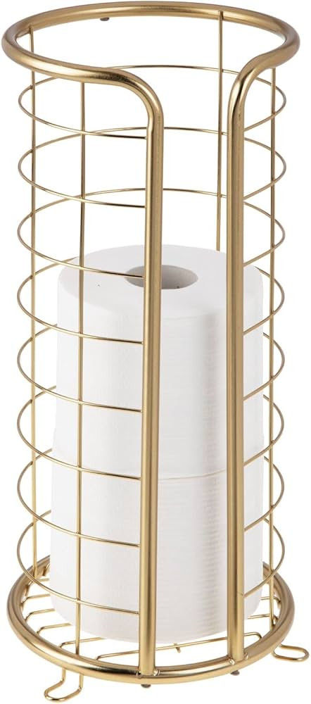 mDesign Metal Toilet Paper Holder Stand - Storage Reserve for 3 Rolls of Toilet Tissue - Freestan... | Amazon (US)