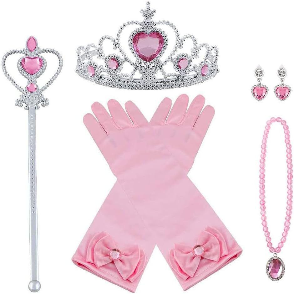 Vicloon Princess Dress Up Accessories, Princess Costumes Set, Included Princess Crown, Gloves, Magic Wand, Necklace, Ring, for Kids Girls Halloween Party Cosplay Set for 3-9 Year | Amazon (UK)
