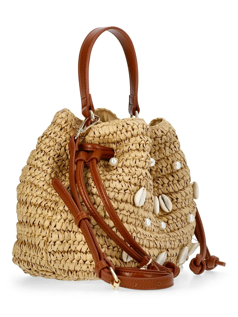 Time and Tru Women's Shell Bucket Bag, Natural | Walmart (US)