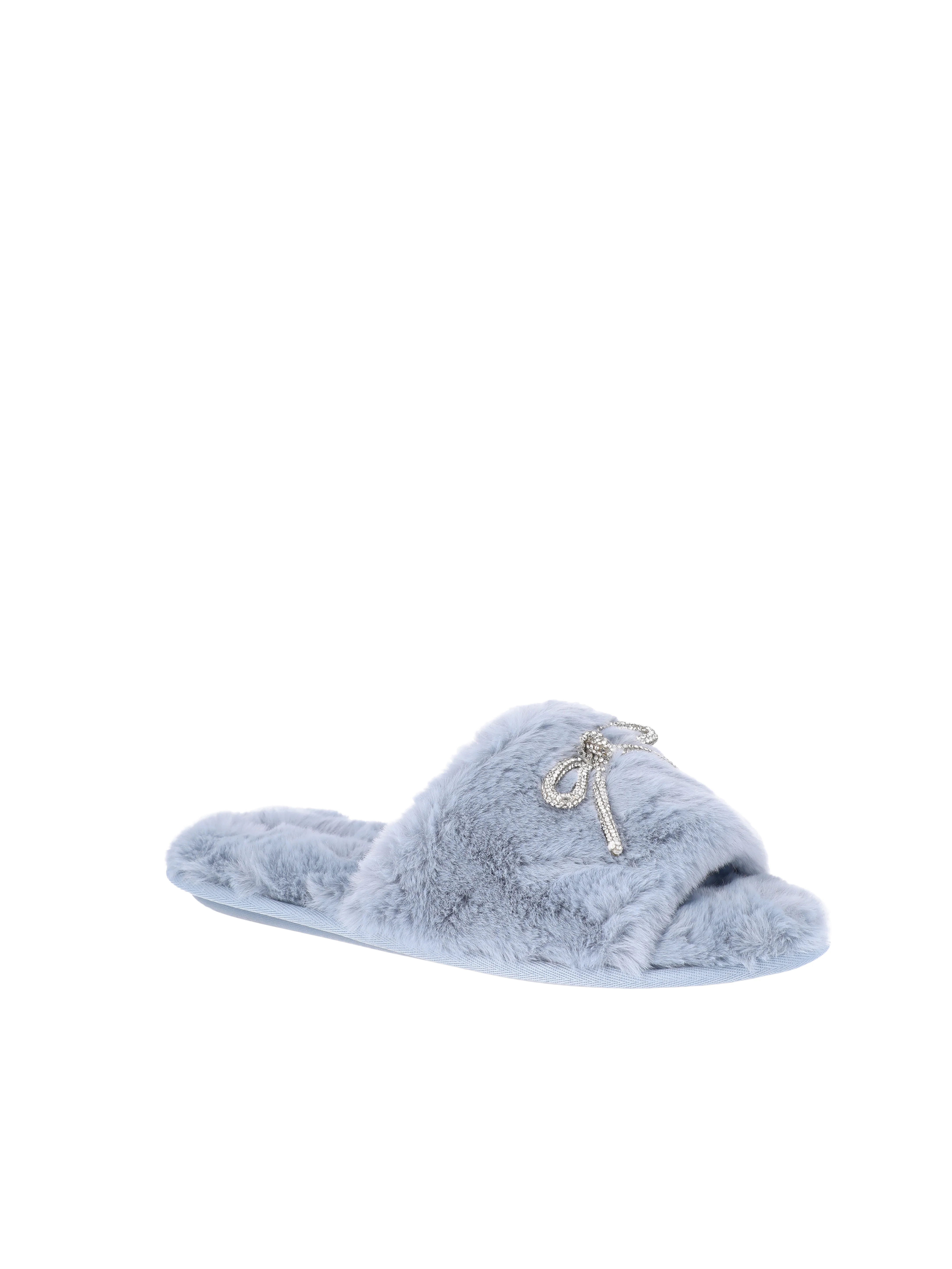 Joyspun Women's Rhinestone Bow Open-Toe Slippers | Walmart (US)