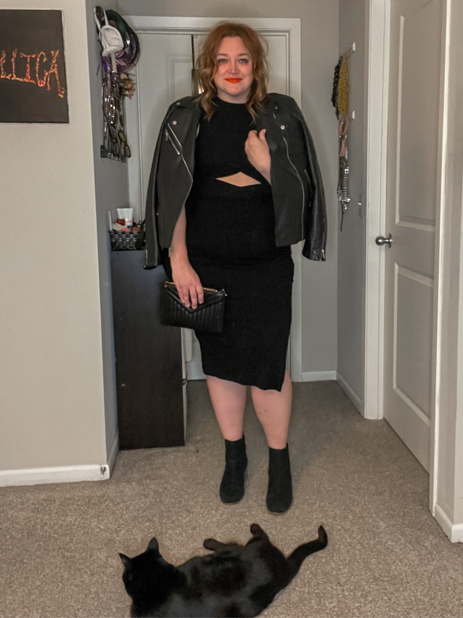 Black bodycon with a leather jacket is a never fail for NYE

#LTKHoliday #LTKparties #LTKplussize