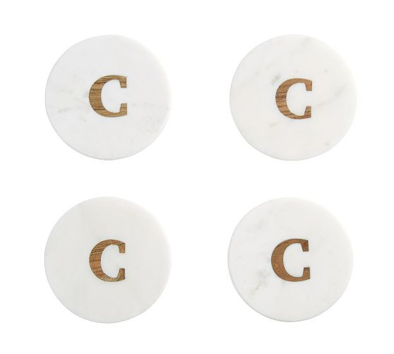 Alphabet Marble/Wood Coasters - Set of 4 | Pottery Barn (US)