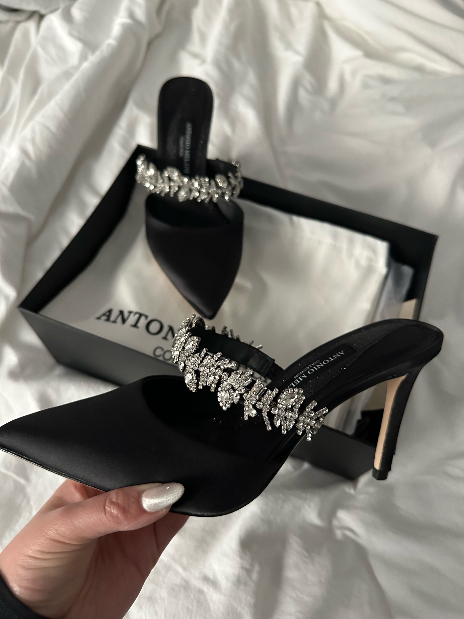 Antonio Melani Black Heel with crystals, reduced price at Dillard’s. I got them in a 6.5 

#LTKGiftGuide #LTKShoeCrush #LTKStyleTip