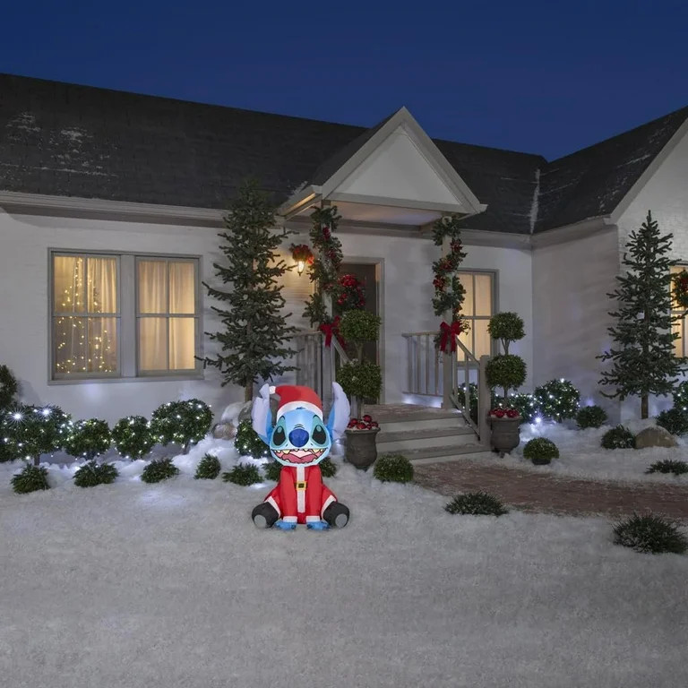 Disney Stitch Santa Christmas Air Blown Inflatable 3ft | Walmart (US)