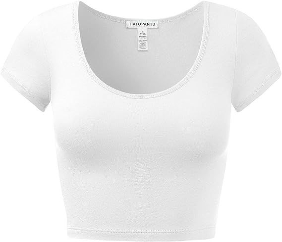 Women's Cotton Basic Scoop Neck Crop Top Short Sleeve Tops | Amazon (US)