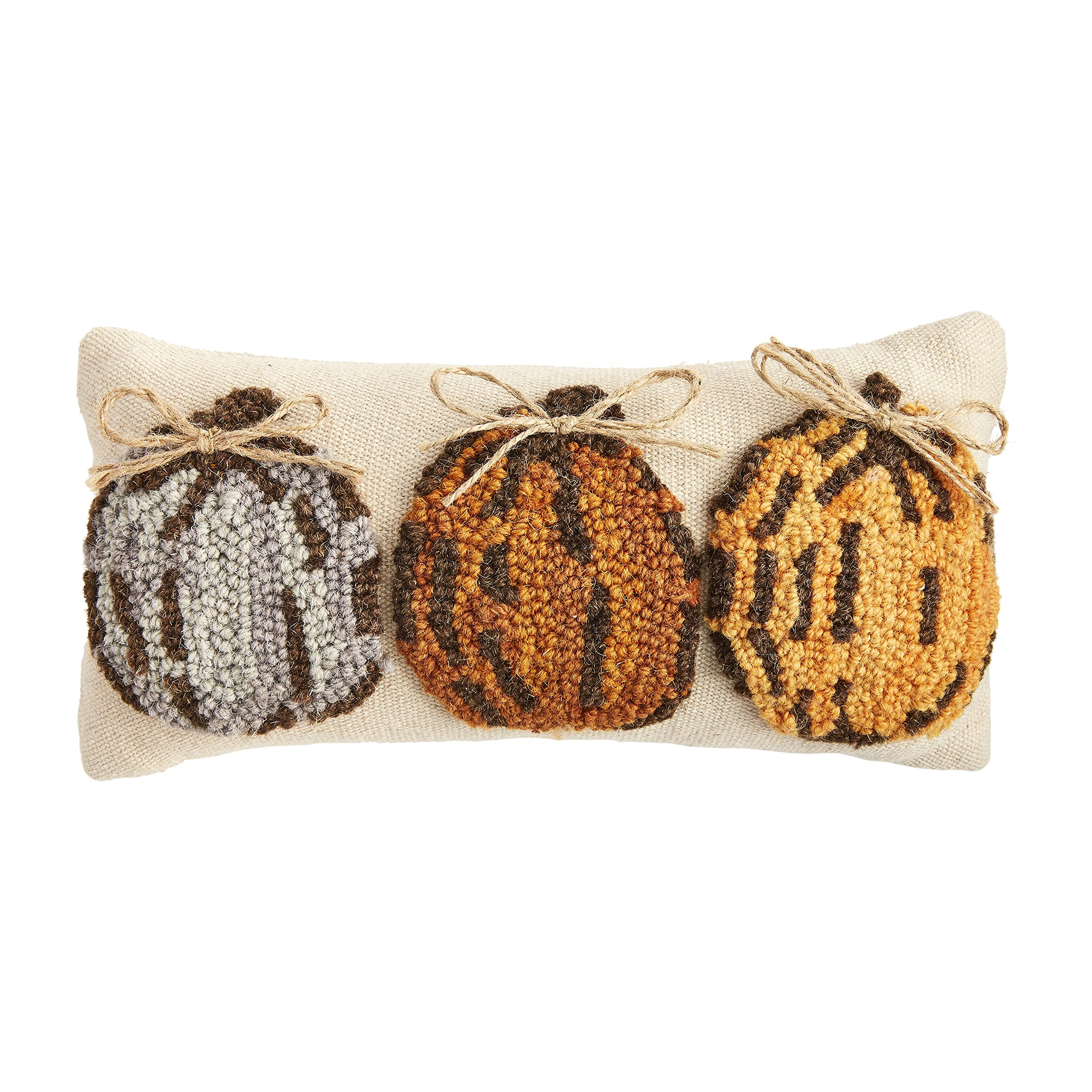 Mud Pie Fall Mini Hooked Pillow, Pumpkin Trio, 6" x 12" | Amazon (US)