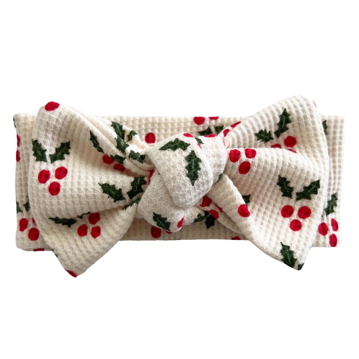 Organic Waffle Knot Bow, Holly | SpearmintLOVE