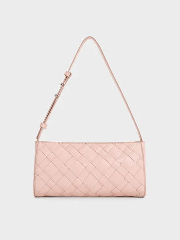 Ivette Woven Elongated Shoulder Bag
    
         - Light Pink | Charles & Keith UK