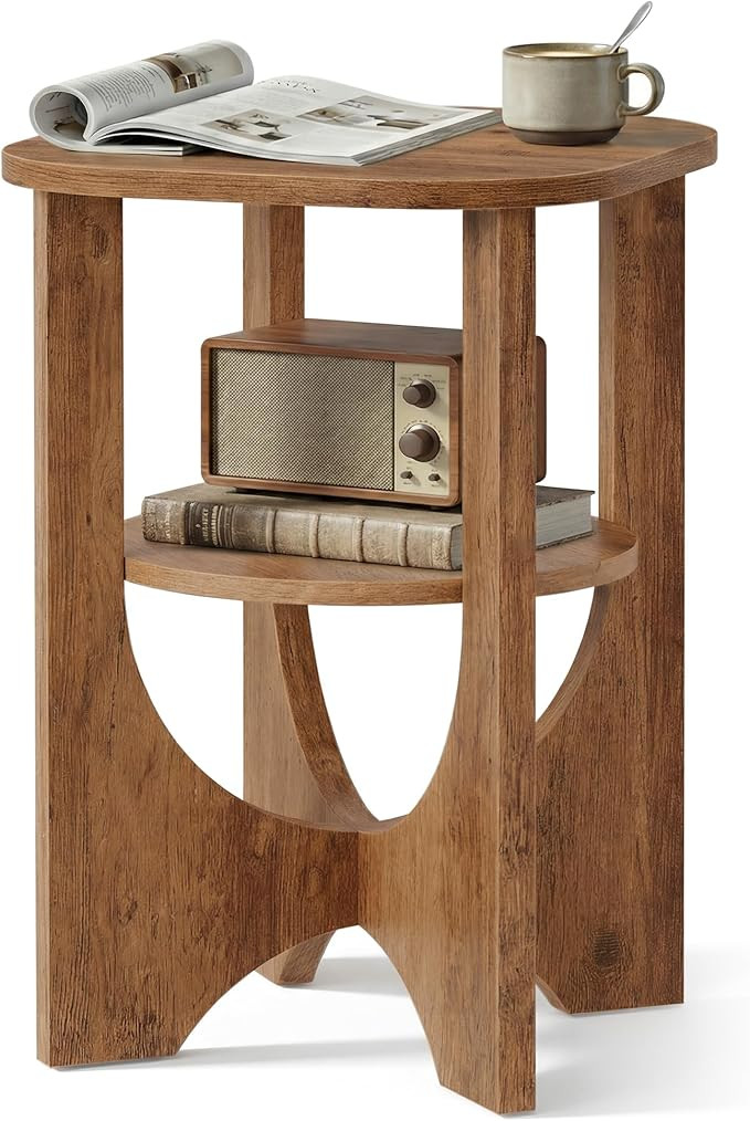 VASAGLE Side Table, 2 Tier Small Accent End Table, Nightstand with Lower Shelf for Small Spaces, ... | Amazon (US)