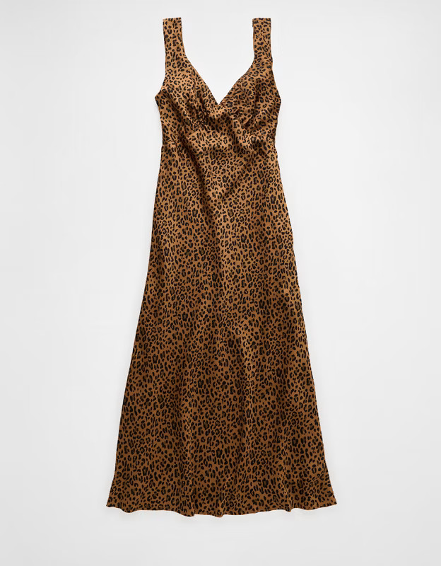 AE Leopard Midi Slip Dress | American Eagle Outfitters (US & CA)
