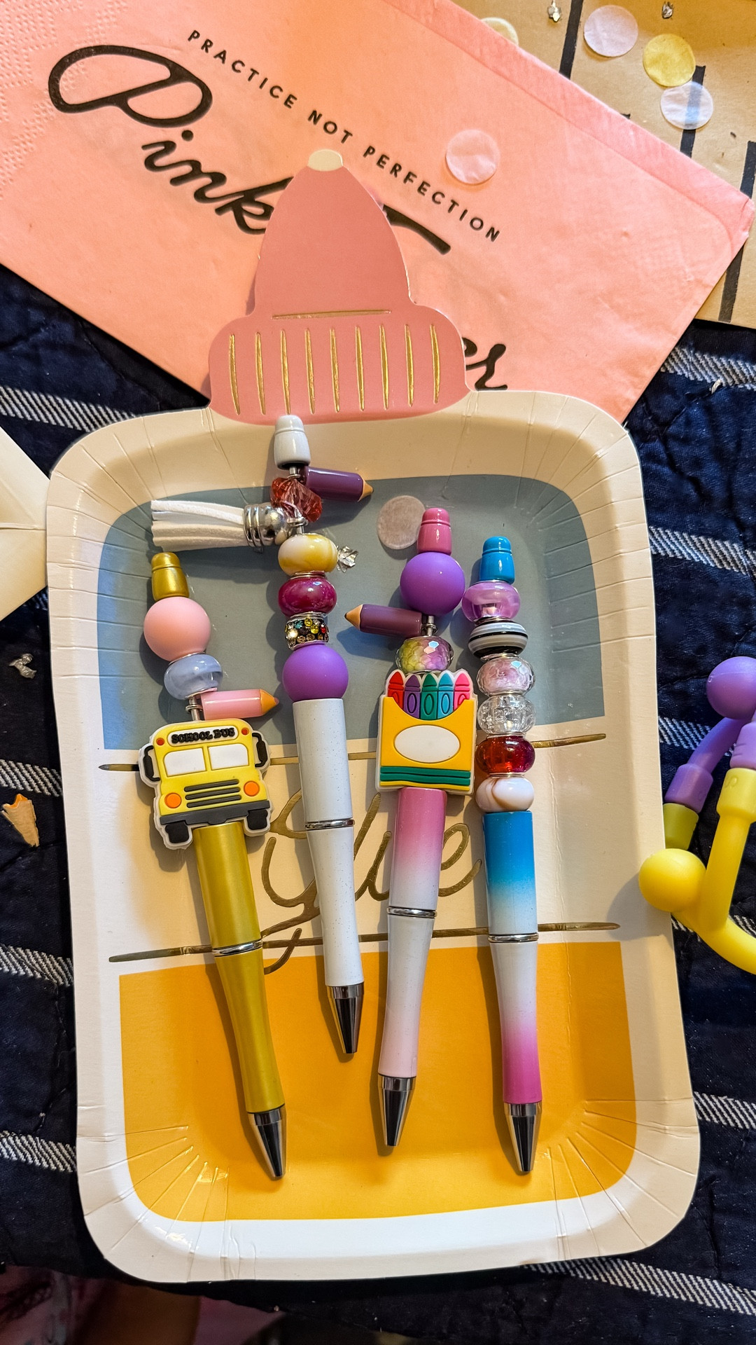 One of our favorite crafts but make it back to school.

We love these beadable pens and keychains. The kids can make them themselves with very little help. It’s something I can setup and walk away. It’s also the perfect BTS teacher gift. It’s something heartfelt that they can actually use.