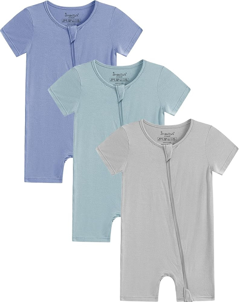 Jimonda Boys Baby Girls Short Sleeve Romper Unisex Baby Footless Pajamas With Viscose 2-Way Zippe... | Amazon (US)