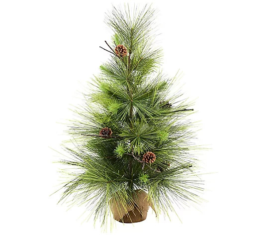 Vickerman 3' x 23" Boulder Pine Tree with Burlap Base - QVC.com | QVC