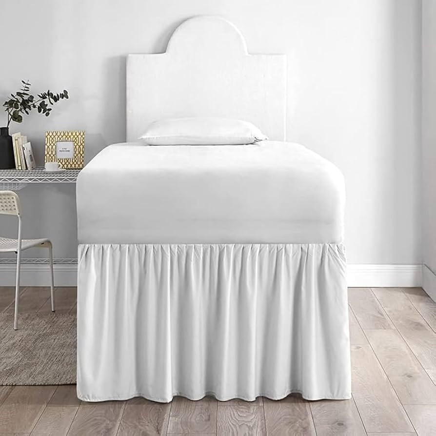 Dorm Bed Skirt - Ruffled Dorm Sized Bed Skirt - Dorm Room Essentials - Dorm Bed Skirt Twin XL - 1... | Amazon (US)