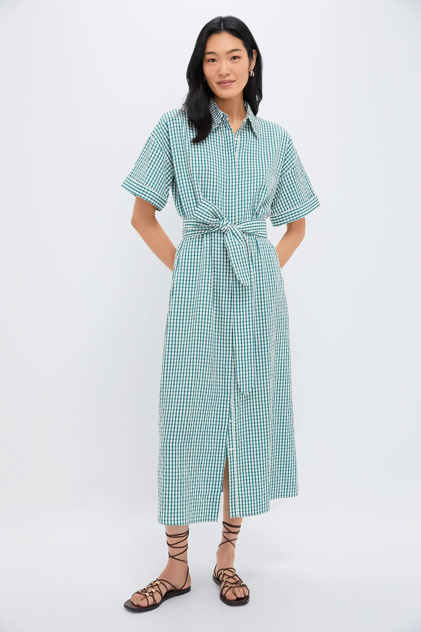 Green Gingham Seersucker Zacara Dress | Tuckernuck (US)