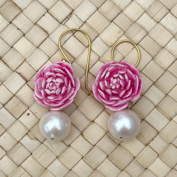 Peony pearl drops in pink | Meg Carter Designs