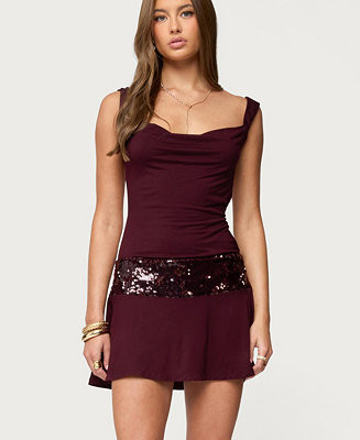 Women's Sequin Backless Cowl Neck Mini Dress | Macy's