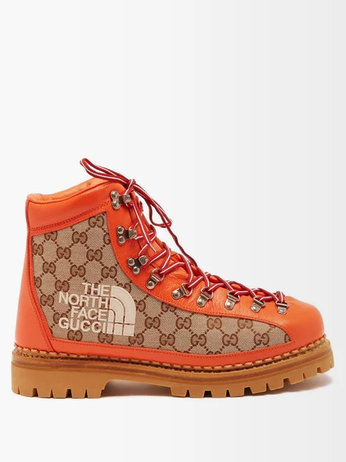 Gucci - X The North Face Gg-canvas Hiking Boots - Mens - Orange | Matches (US)