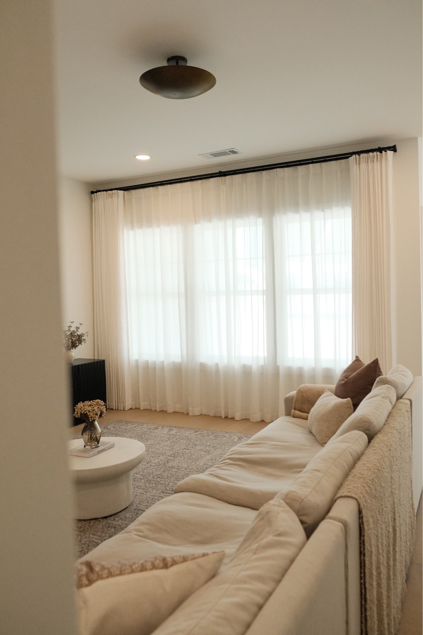 Use code: DREAMY23 for 23% off in combination with their website’s promotions 

Homerilla Curtains, here is exactly what I ordered: 

- Natural Cloud Linen Warm White Sheer
Curtains Custom Drapes for Living Room & Bedroom | Pleated
Bright White
Hanging Header Style : Pinch Pleat - Double 
Curtain Rings: Black Ring
Single Panel Width (inch): 80 
Single Panel Length/Height (inch): 103 
Free Matching Tieback (3x18 Inches): No Need

- Pinch Pleated Lille Linen Memory Trained
Blackout Curtains Custom Drapes for
Living Room & Bedroom
Beige White
Hanging Header Style : Pinch Pleat - Double 
Curtain Rings: Black Ring
Single Panel Width (inch): 80 
Single Panel Length/Height (inch): 103 
Lining Type: Unlined - Shading Rate 60%-70%
Free Matching Tieback (3x18 Inches): No Need
Free Memory Training: Yes I Need

#LTKHome #LTKSaleAlert