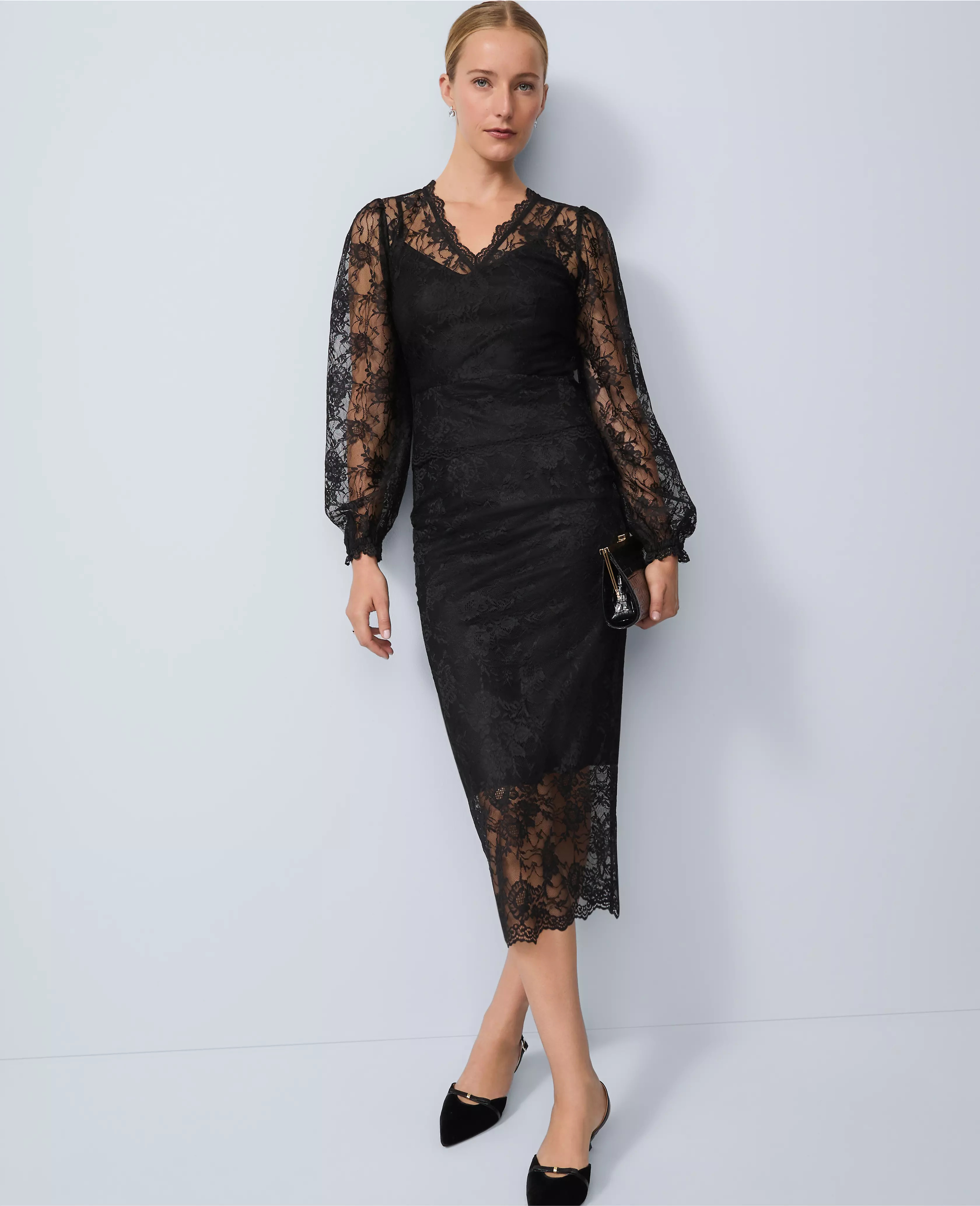 Lace Clean Midi Skirt | Ann Taylor