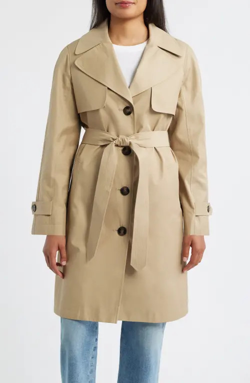 Via Spiga Water Resistant Cotton Blend Trench Coat in Birch Tan at Nordstrom, Size Medium | Nordstrom