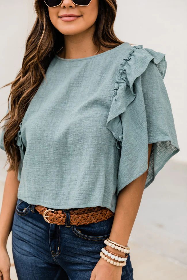 Believe In Us Blouse Dusty Blue FINAL SALE | The Pink Lily Boutique