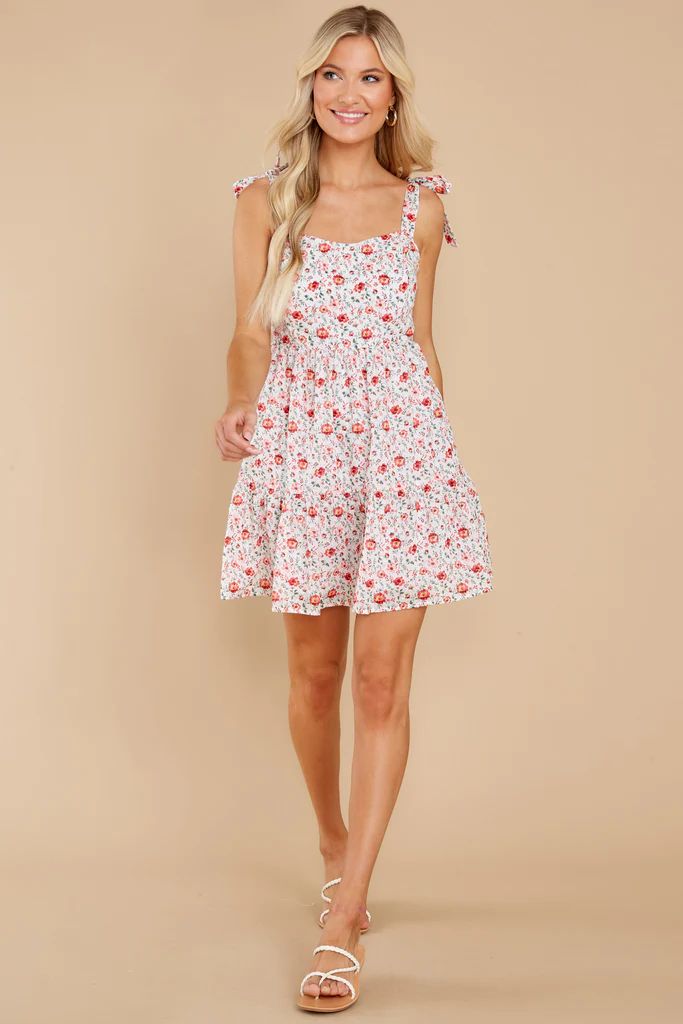 Graceful Blooms Red Floral Print Dress | Red Dress 