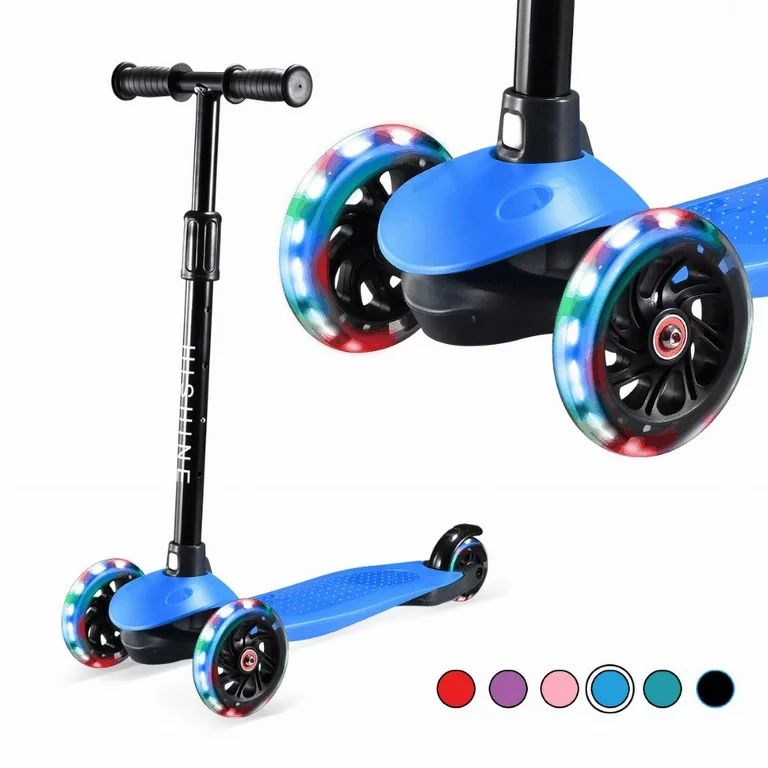 Hishine Kick Scooter for Kids with 3 Light Up Wheels and Adjustable Height for 2-7 Years Old Ages... | Walmart (US)